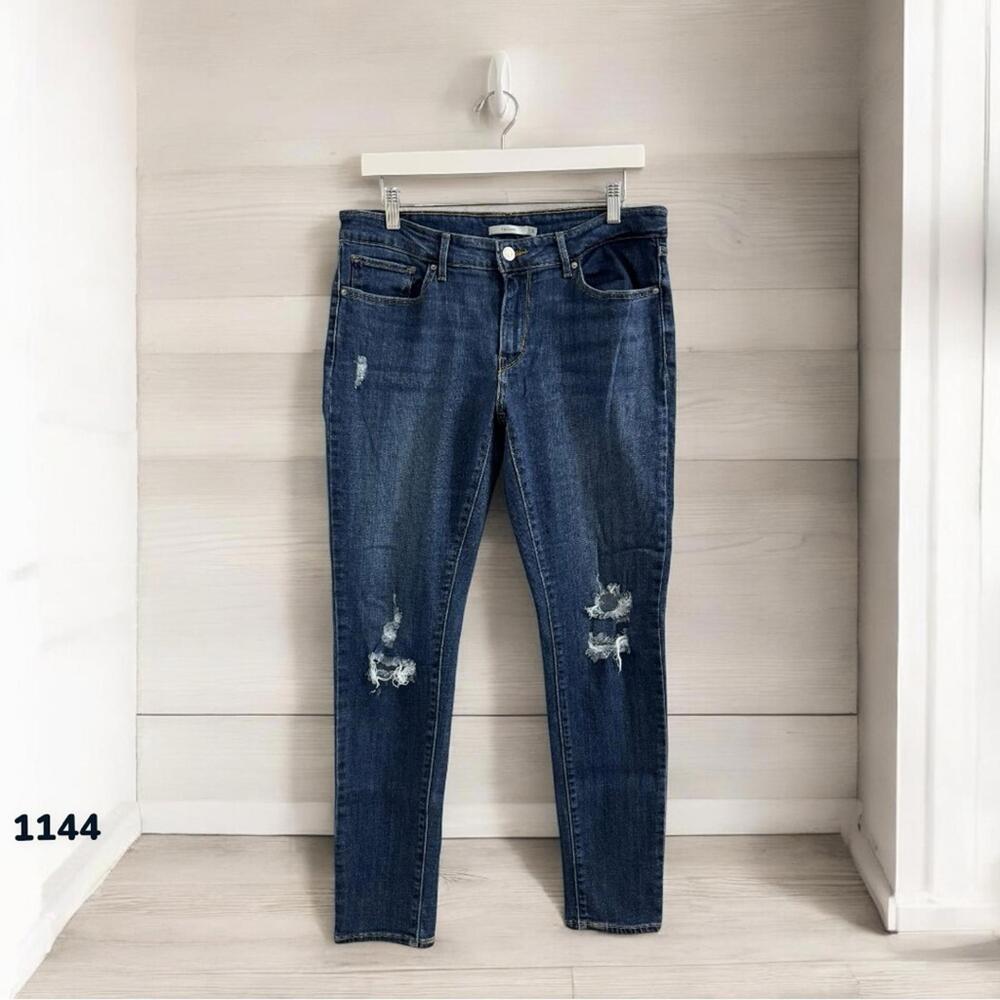 1144 Levi's 711 Skinny Jeans 31 (33x29.5) Mid Rise Distressed Stretch